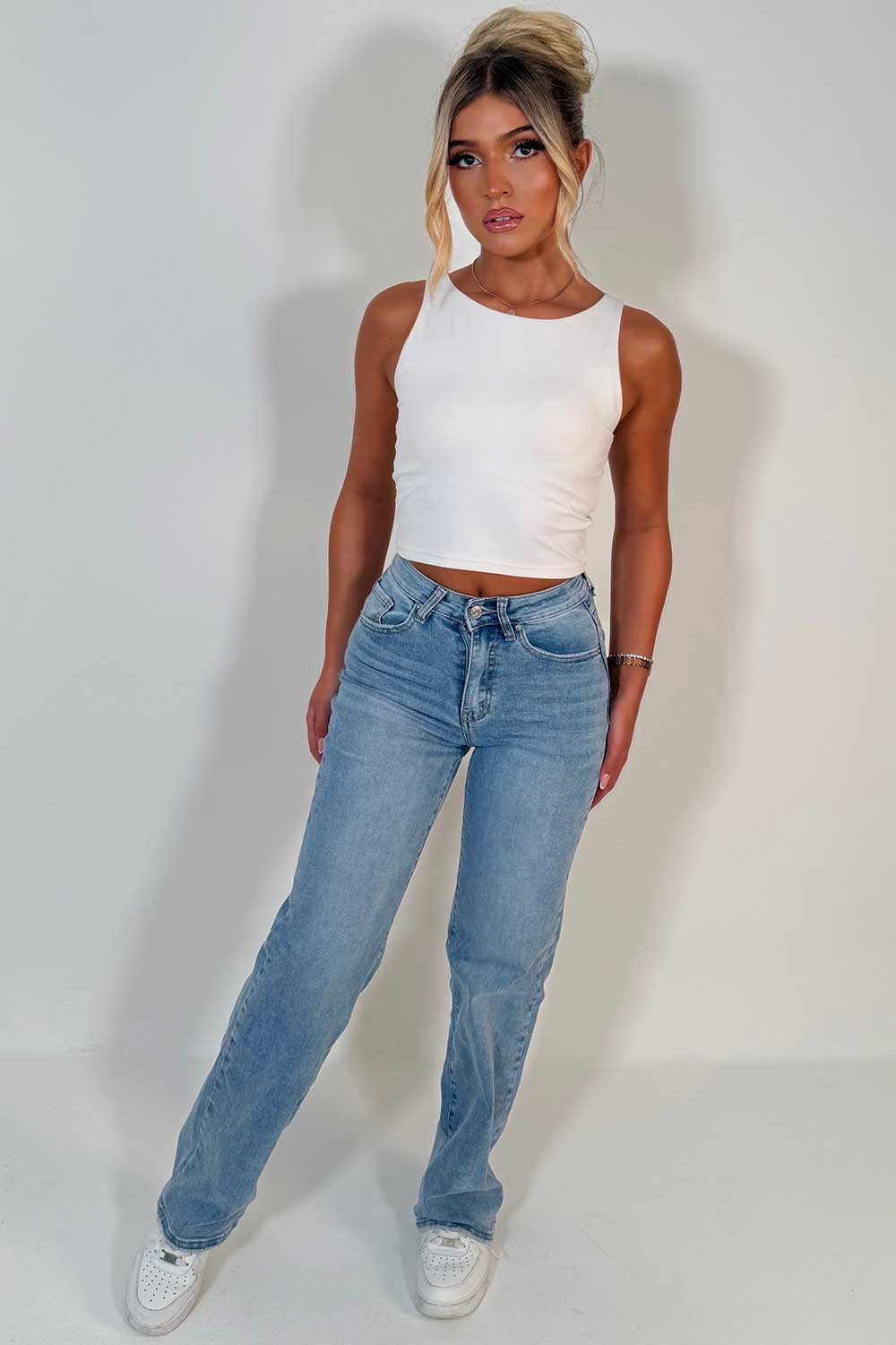 high waist stretchy denim jeans styledup uk