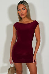 burgundy mini backless dress styledup 