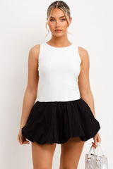 puff ball dress black and white contrast 