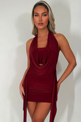 plunge cowl neck mini dress with drape sides styledup christmas party outfit 