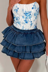 frilly ruffle denim skirt uk