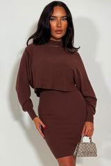 long sleeve high neck knitted jumper dress christmas party outfit styledup