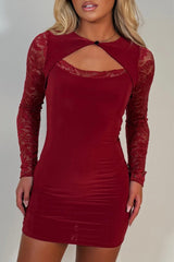 cut out mini dress with long lace sleeves styledup uk