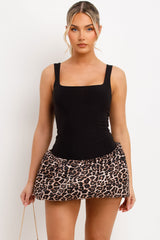 puffball dress with scoop neck and leopard print contrast styledup