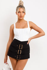 womens skort with buckle detail tennis skirt