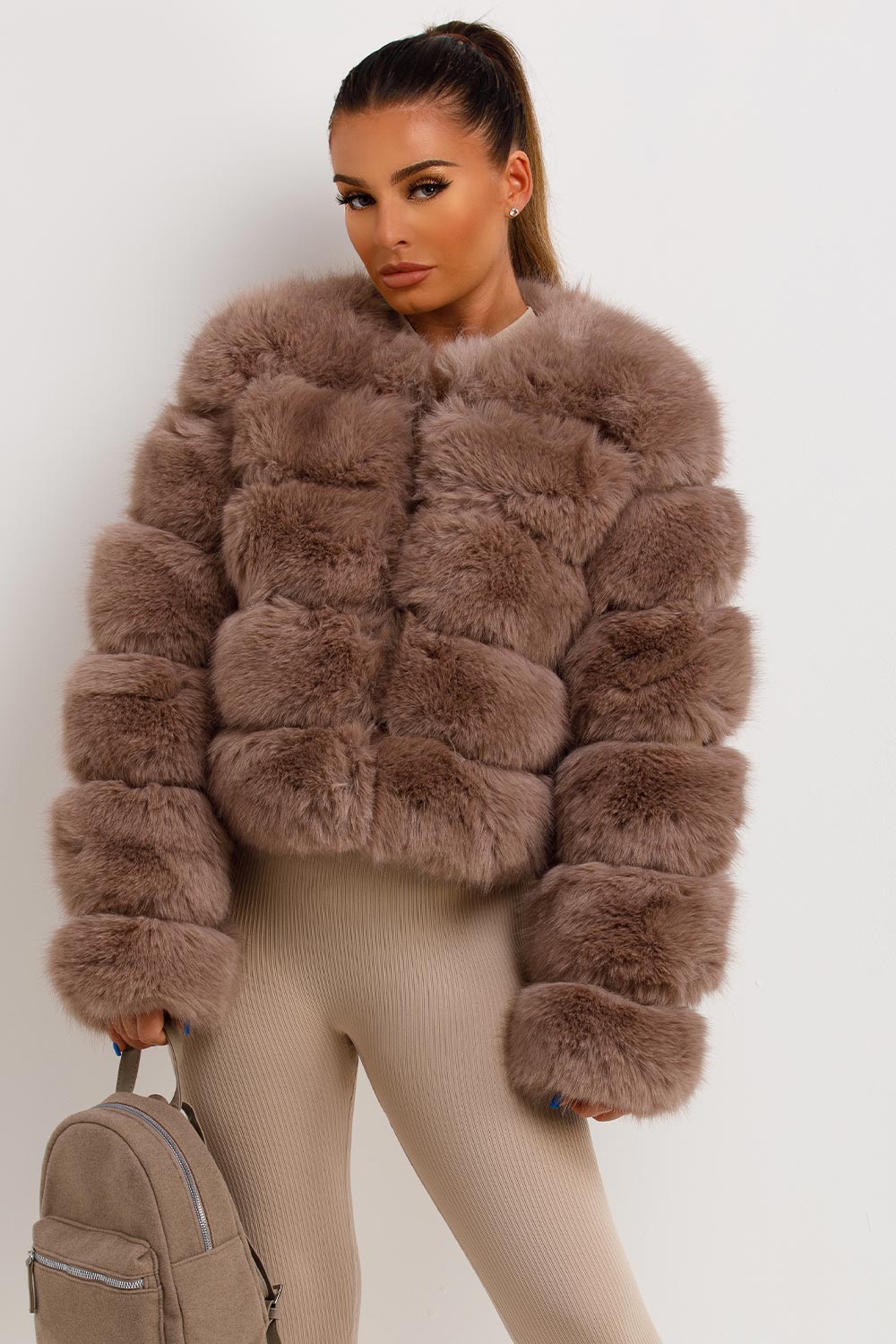 Faux Fur Bubble Coat Tan – Styledup.co.uk
