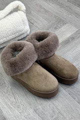 fur trim ankle boots womens