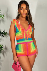 crochet playsuit with fringe detail summer holiday clothes womens