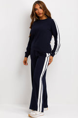 womens loungewear set with side stripe casual outfit co ord