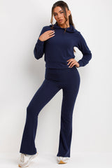 ribbed crop hoodie and skinny flare trousers co ord set styledup