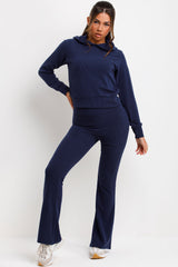 ribbed crop hoodie tracksuit womens loungewear co ord