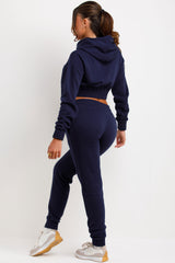 crop zip up hoodie and joggers tracksuit loungewear set styledup 