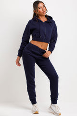 crop zip up hoodie and joggers tracksuit co ord set