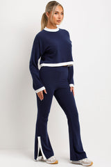 womens rib knit loungewear co ord set