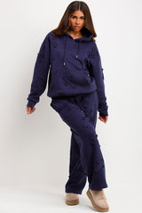 cross hoodie and joggers lounge set for womens styledup