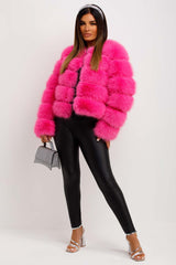 womens crop faux fur bubble coat