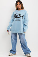 new york brooklyn slogan sweatshirt womens