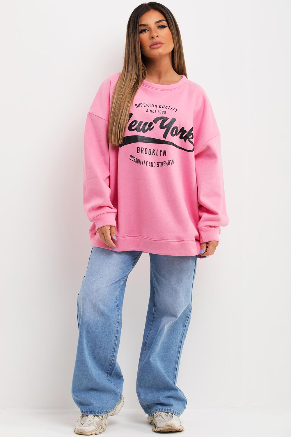 womens sweatshirt with new york slogan uk