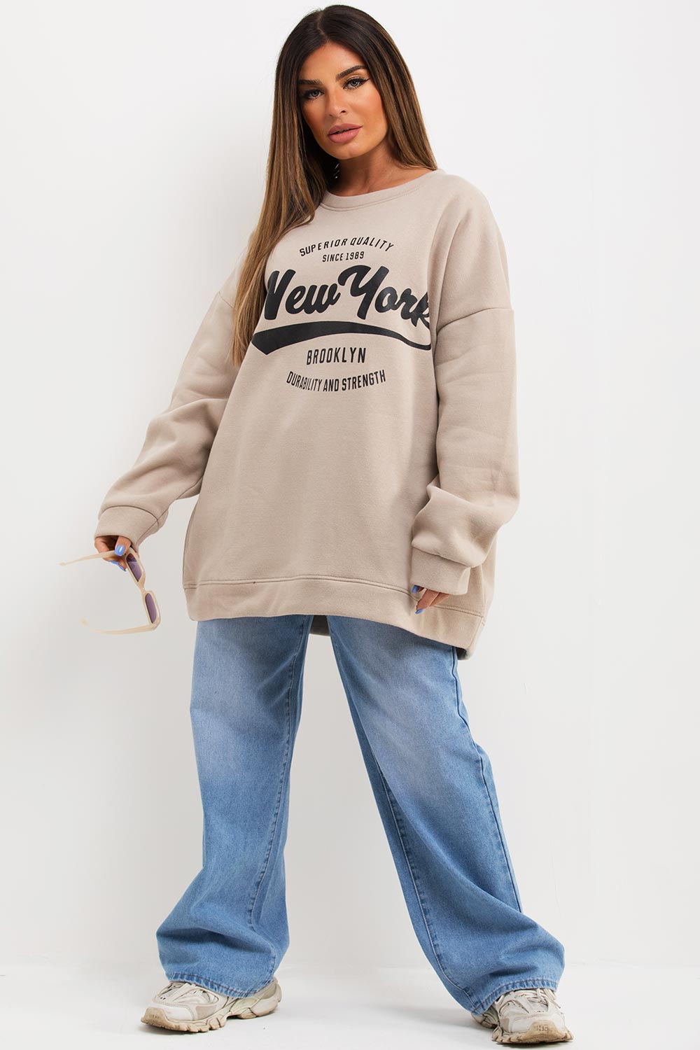 womens sweatshirt with new york slogan