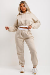 tracksuit crop hoodie and joggers two piece loungewear set