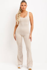 ruched bum skinny flared leg jumpsuit