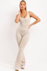 womens booty lifting skinny flare leg jumpsuit unitard