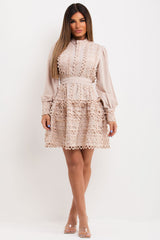long sleeve crochet lace dress uk