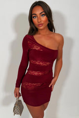 mini dress with one shoulder cut out lace inserts occasion outfit 