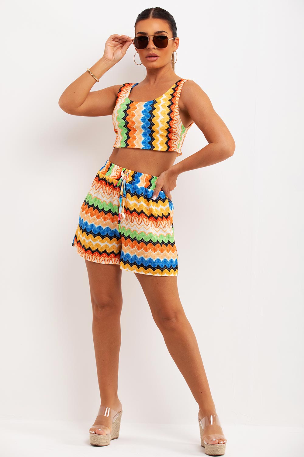 tribal print crop top and shorts co ord summer outfit
