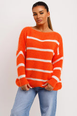 womens knitted striped oversized jumper