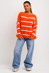 womens knitted oversized jumper with stripes