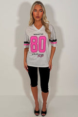baseball jersey t shirt with manhattan 88 print everyday casual womens outfit styledup uk