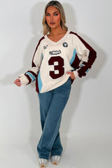 womens oversized sweatshirt baseball jumper styledup 