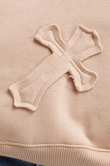 cross applique hoodie with kangaroo pockets styledup