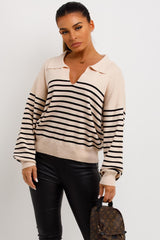 striped jumper with collar womens