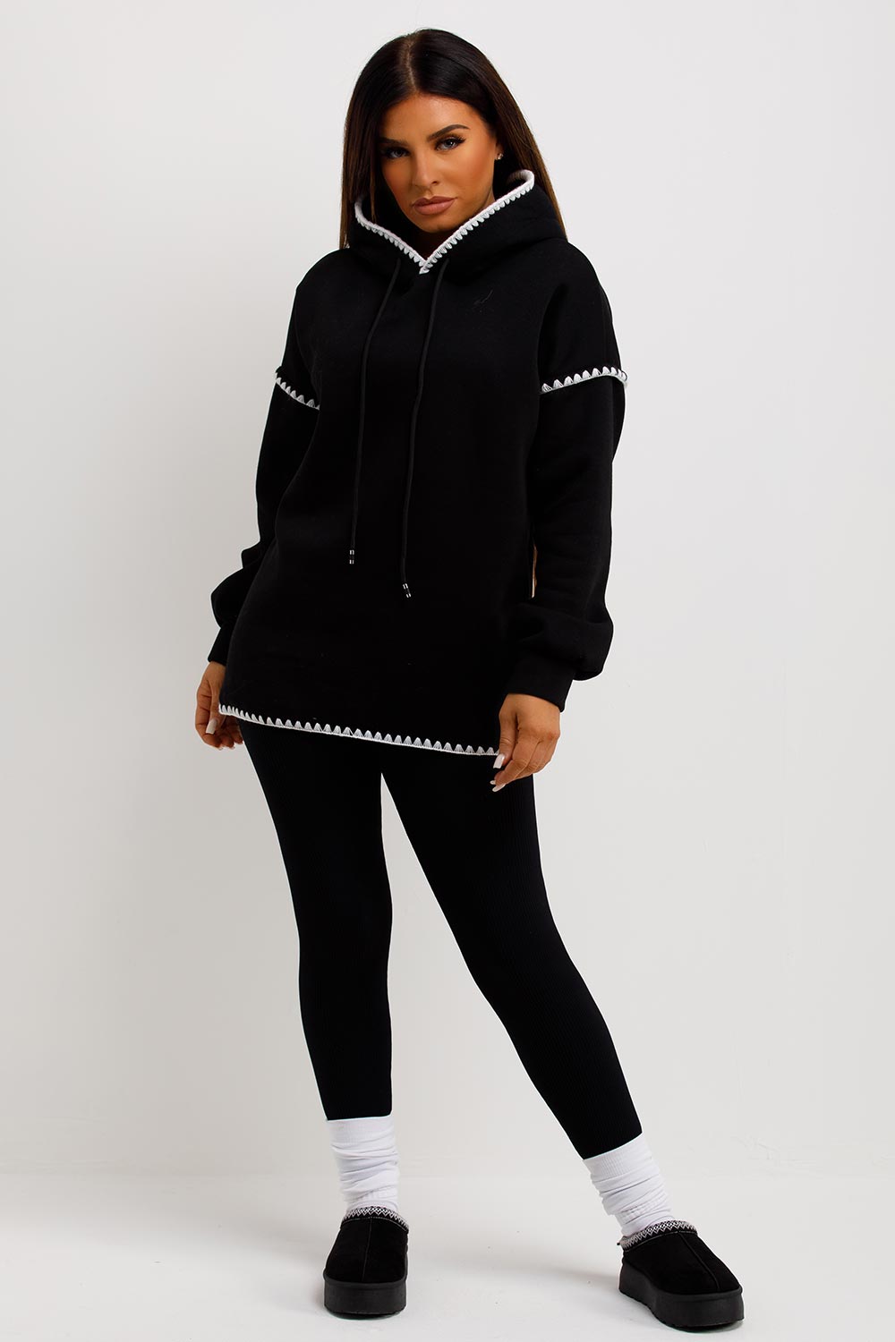 womens hoodie with contrast stitches
