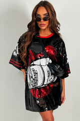 black sequin lips oversized shirt dress christmas party outfit