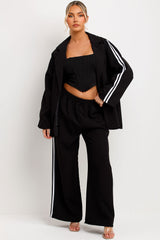 blazer and wide leg trousers two piece set black