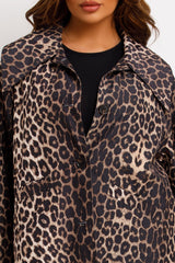 womens woven leopard print jacket