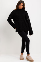 contrast stitch cable knit jumper womens