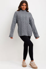 contrast stitch cable knit jumper womens