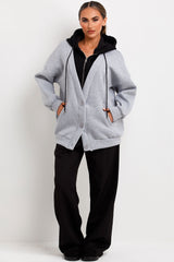 zipper hoodie cardigan two in one loungewear co ord