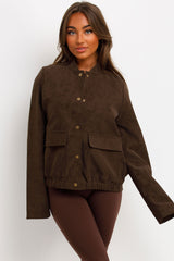 womens faux suede bomber jacket zara uk