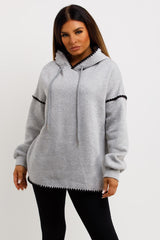 womens hooded sweatshirt with contrast stitches