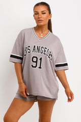 womens los angeles oversized jersey american football t shirt and matching shorts co ord set