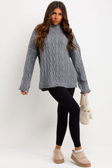 long sleeve knitted jumper with contrast stitches styled up 