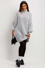 roll neck long sleeve knitted jumper dress christmas outfit
