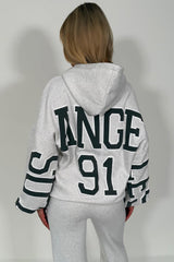 womens oversized hoodie and wide leg joggers with los angeles slogan tracksuit grey marl lounge set styledup 
