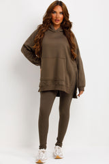 womens hoodie and rib high waist leggings co ord set