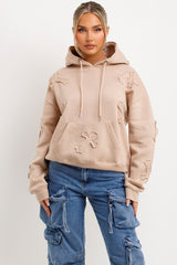 womens cross applique hoodie styledup